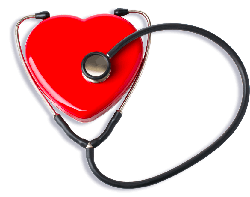 stetoscopio con oggetto a forma di cuore