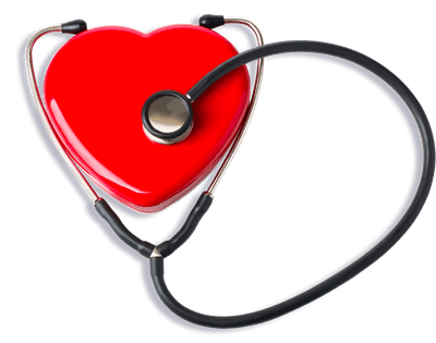 stetoscopio con oggetto a forma di cuore